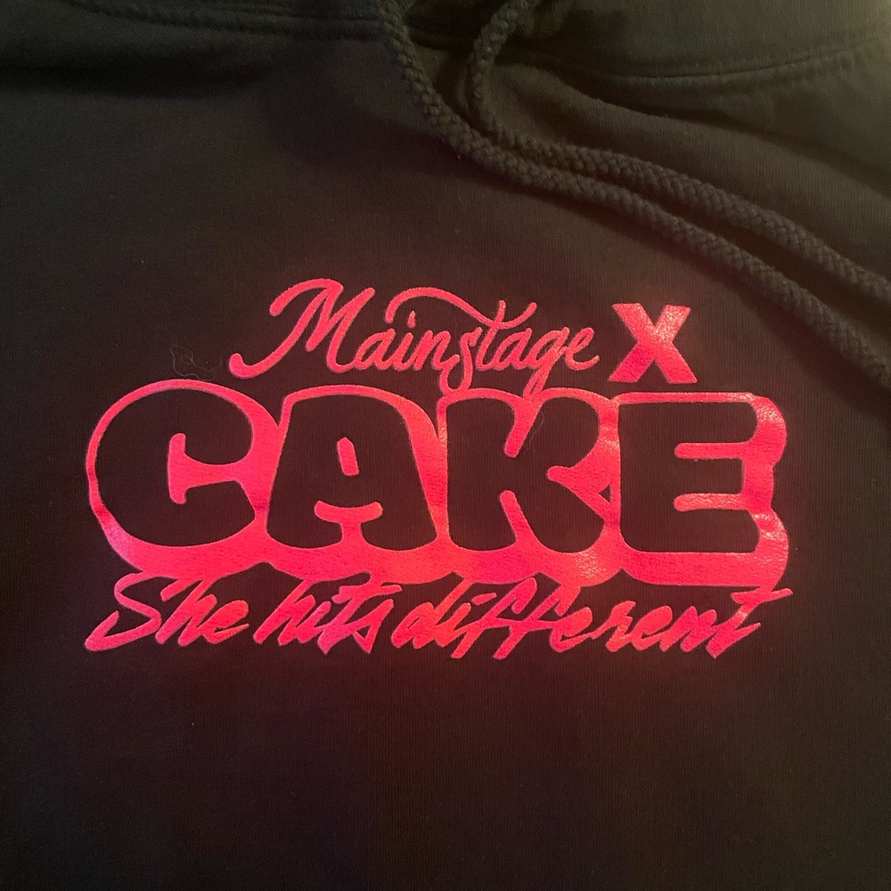 Cake Black Hoodie with Pink 420 Graphic Large (see notes about sizing)
